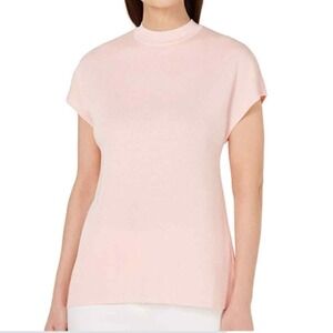 Anne Klein Sweater‎ Womens S Pink Mock Neck Short Sleeve Lightweight Top NWT